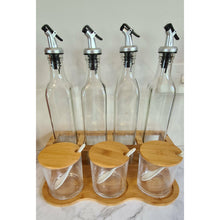 Load image into Gallery viewer, Bamboo and Glass Condiments Rack -Ceramic Spoon