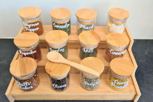 Load image into Gallery viewer, Herbs and Spice Jars (100mls)  with Bamboo Shelf