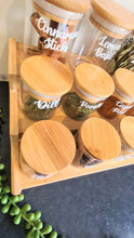Load image into Gallery viewer, 12 Herbs and Spice Jars (200mls) with Bamboo Shelf