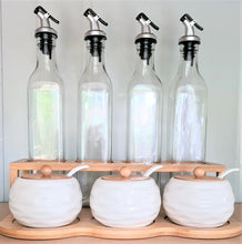 Load image into Gallery viewer, Bamboo, Glass and Ceramic Condiments Set