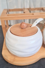 Load image into Gallery viewer, Bamboo, Glass and Ceramic Condiments Set