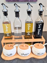Load image into Gallery viewer, Bamboo, Glass and Ceramic Condiments Set