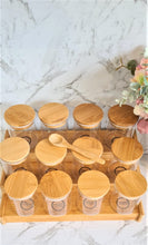 Load image into Gallery viewer, 12 Herbs and Spice Jars (200mls) with Bamboo Shelf