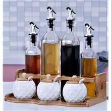 Load image into Gallery viewer, Bamboo and Ceramic Condiments Rack Set