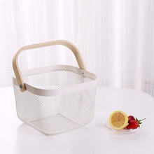 Load image into Gallery viewer, Metal Wire Basket with Wood Handle