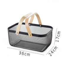 Load image into Gallery viewer, Metal Wire Basket with Wood Handle