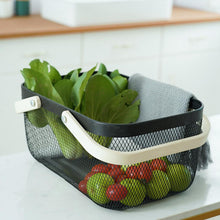 Load image into Gallery viewer, Metal Wire Basket with Wood Handle