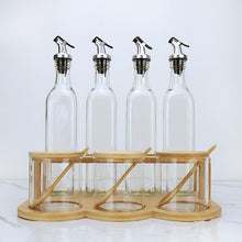 Load image into Gallery viewer, Bamboo and Glass Condiments Rack
