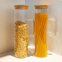 Load image into Gallery viewer, Pasta/ Noodles Glass and Bamboo Jar
