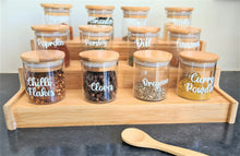 Load image into Gallery viewer, Herbs and Spice Jars (100mls)  with Bamboo Shelf
