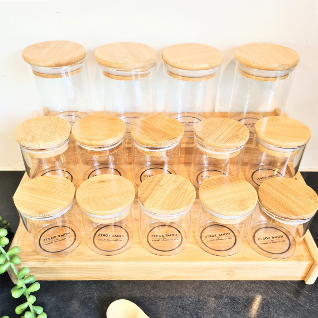 Grande Herbs and Spice Jars  with Bamboo Shelf