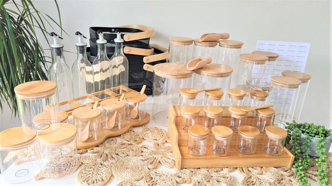 Deluxe Glass and Bamboo Pantry SET