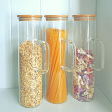 Load image into Gallery viewer, Pasta/ Noodles Glass and Bamboo Jar
